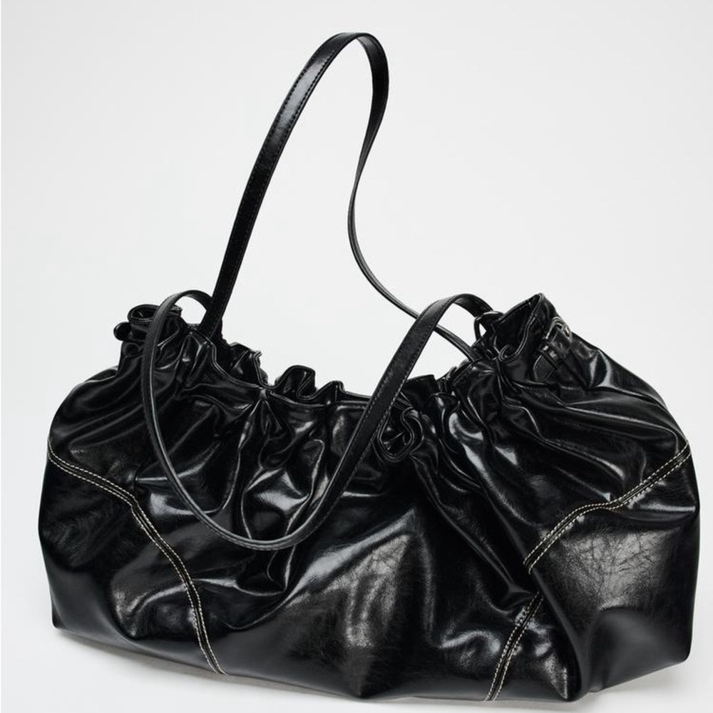 NWT Zara Gathered Tote with Charms Bag - Picture 3 of 11